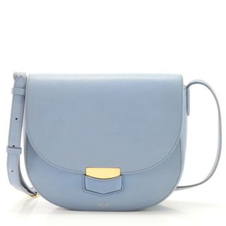 celine - 美品 セリーヌ トロッター コンパクト ライトブルー レザー ショルダーバッグ 斜め掛け クロスボディ 本革 レディース EEM AB14-2