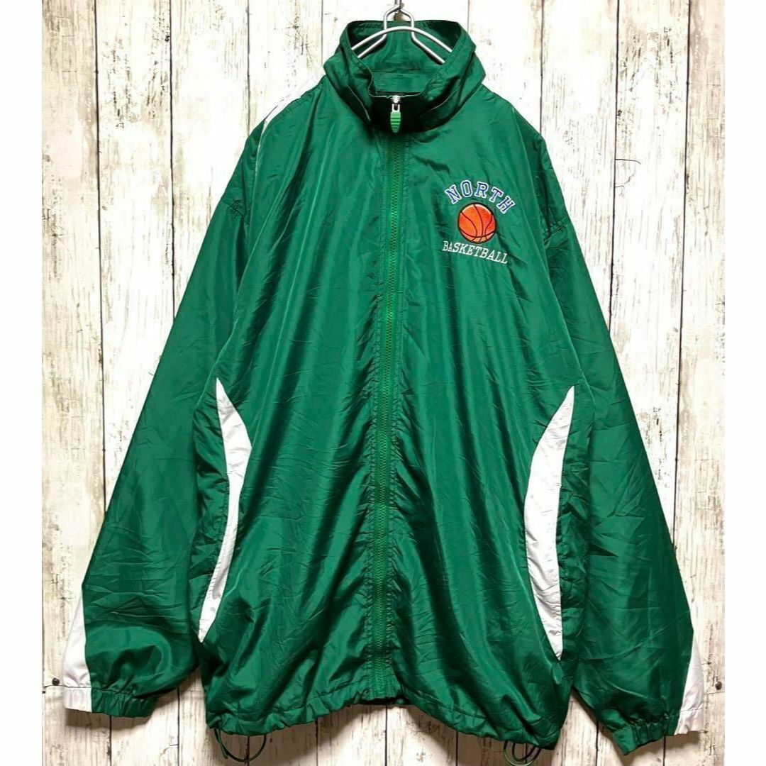 US古着ナイロンジャケット刺繍ロゴ スラムダンクy2kドローコード付き【b40】 メンズのジャケット/アウター(ナイロンジャケット)の商品写真