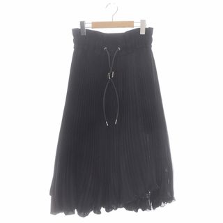 サカイ wool×polyester skirt プリーツスカート 1 黒