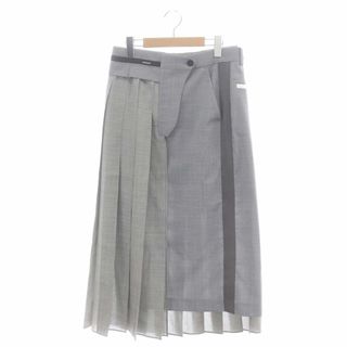 サカイ(sacai)のサカイ Suiting Skirt プリーツ ラップスカート ひざ丈 3 グレー(ひざ丈スカート)