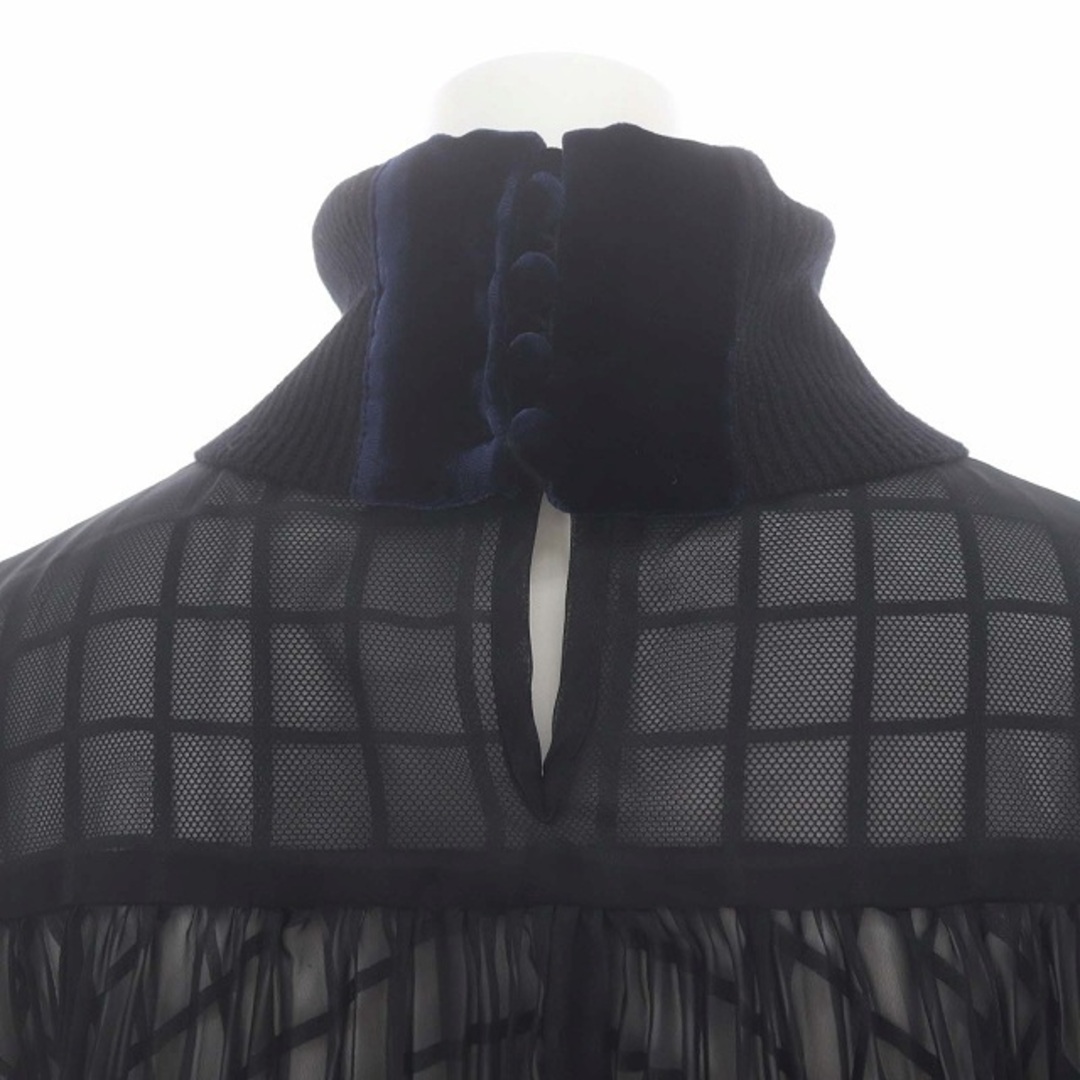 sacai(サカイ)のサカイ ハイネック バックプリーツ ニット セーター 切替 3 黒 ブラック レディースのトップス(ニット/セーター)の商品写真