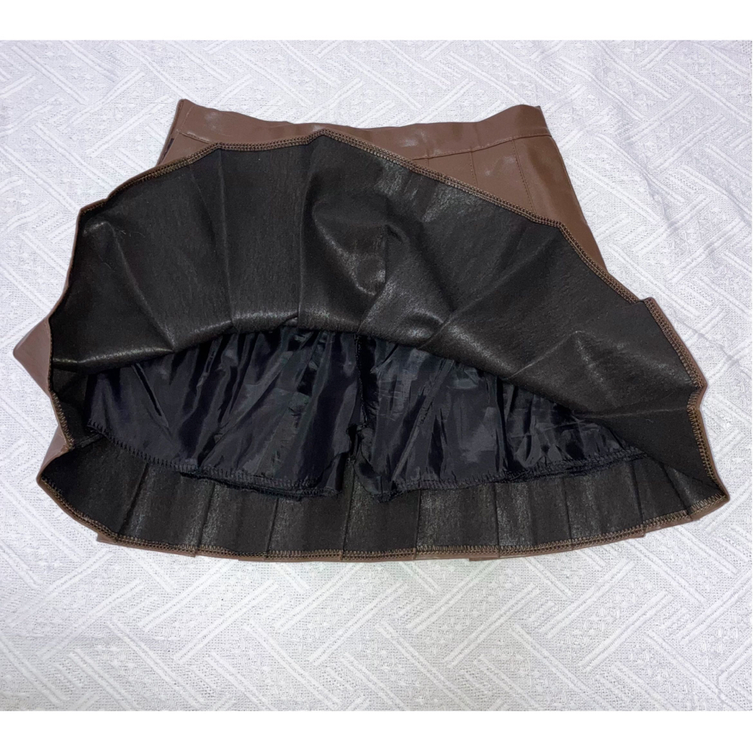 【美品 M】ミニ丈 レザープリーツスカート レディースのスカート(ミニスカート)の商品写真