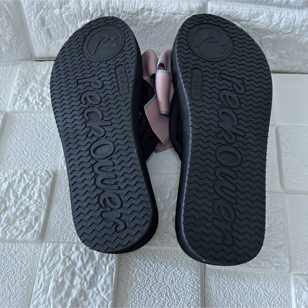 大人 リボン サンダル 23.5cm くすみピンク 韓国 夏 海 プール  レディースの靴/シューズ(サンダル)の商品写真