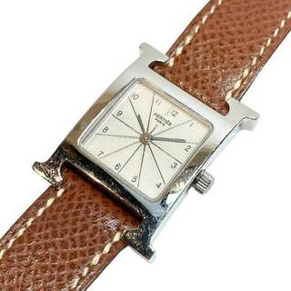 Hermes - エルメス 腕時計 Hウォッチ 革ベルト 文字盤 ホワイト シルバー ブラウン 