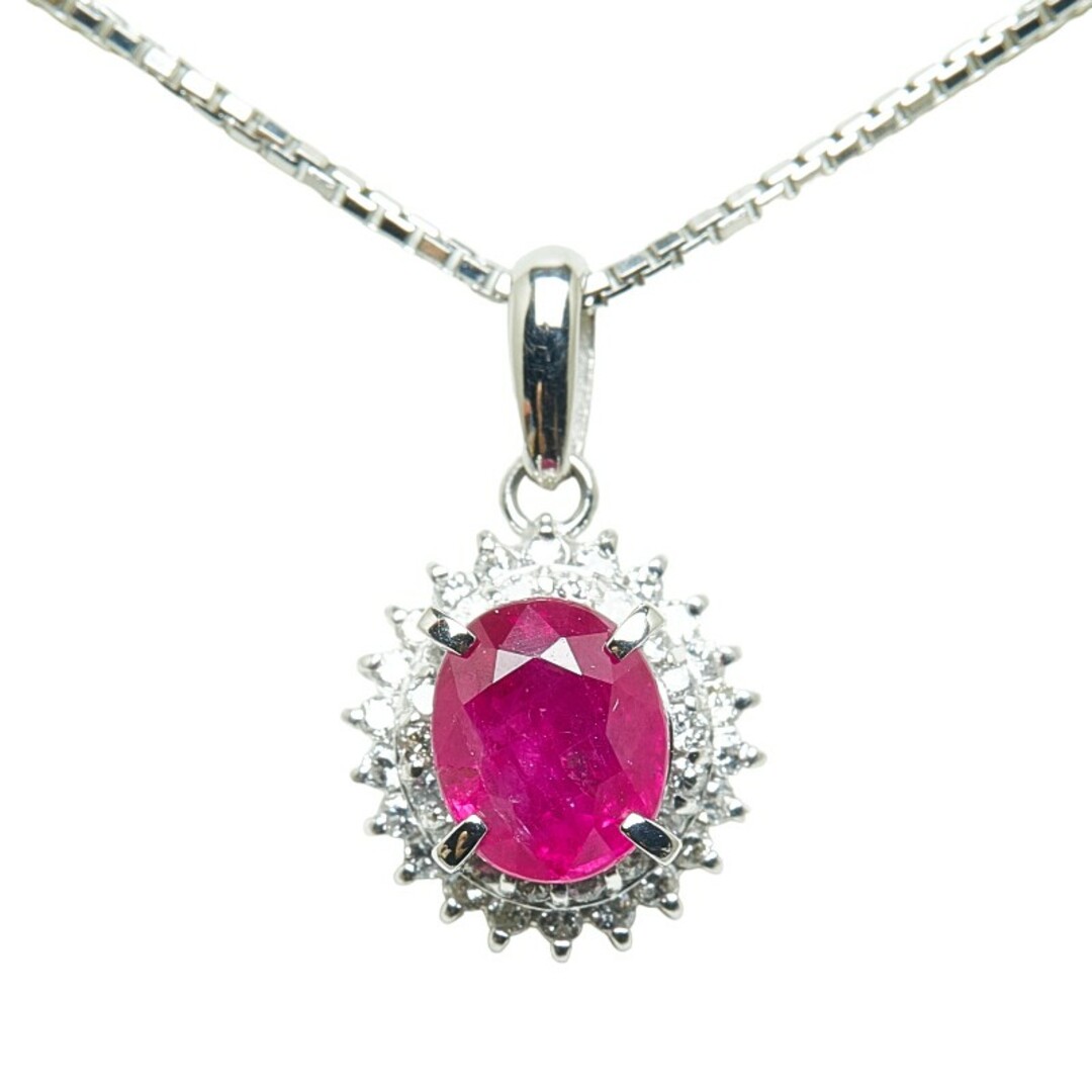 美品 Pt900 プラチナ Pt850 プラチナ ペンダントネックレス ルビー 1.62ct ダイヤ 0.21ct 【1-0149627】 レディースのアクセサリー(ネックレス)の商品写真