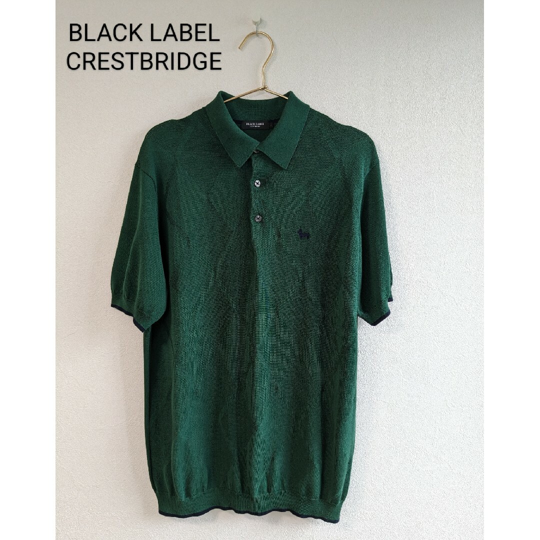 BLACK LABEL CRESTBRIDGE(ブラックレーベルクレストブリッジ)のブラックレーベル CRESTBRIDGEニットポロシャツL/グリーン緑アーガイル メンズのトップス(ポロシャツ)の商品写真