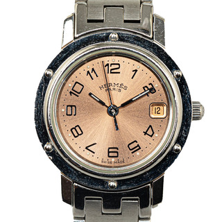 エルメス(Hermes)のエルメス クリッパー 腕時計 CL4.210 クオーツ ピンク文字盤 ステンレススチール レディース HERMES 【1-0150079】(腕時計)