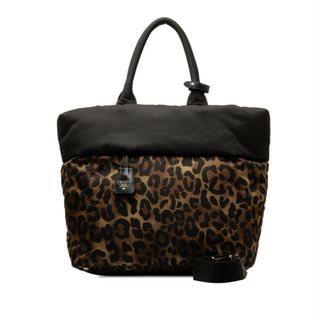 プラダ(PRADA)のプラダ 三角ロゴプレート リバーシブル レオパード ヒョウ ハンドバッグ ショルダーバッグ 2WAY B1959V ナイロン レディース PRADA 【222-50360】(ショルダーバッグ)