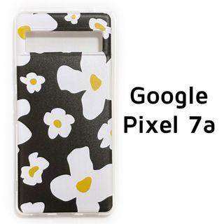 Google Pixel 7a クリア 黒白 花 ソフトケース(Androidケース)