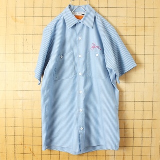 Wrangler - USA製RED KAPチェーンステッチストライプワークシャツ ブルーS ss92