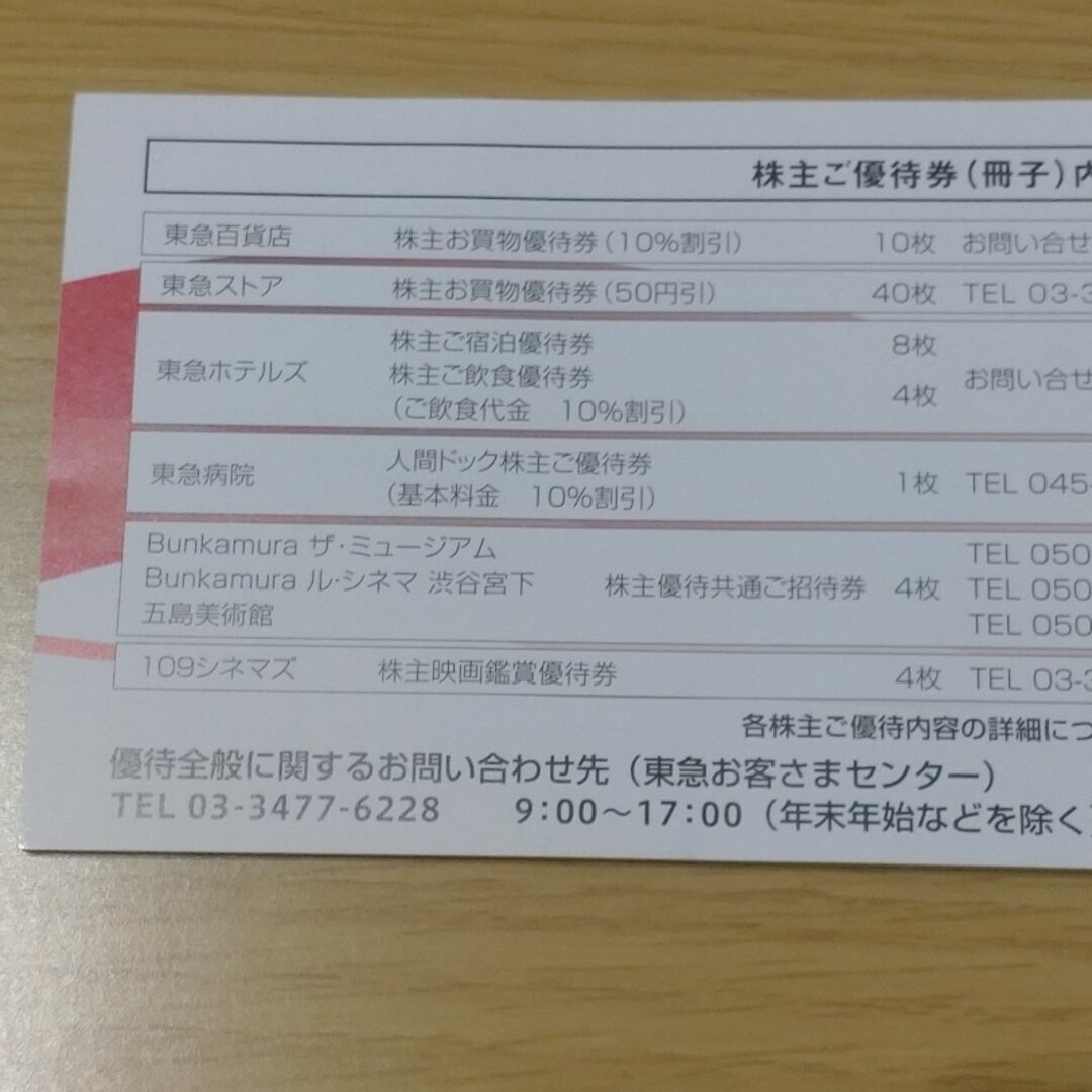 東急　株主優待　2024/11/30まで有効 チケットの乗車券/交通券(鉄道乗車券)の商品写真
