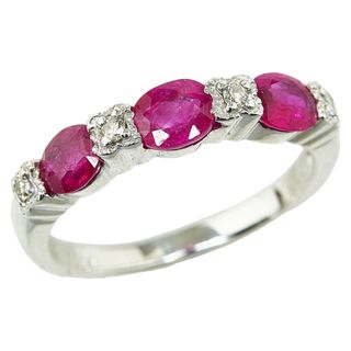 美品 K18WG ホワイトゴールド リング 指輪 ルビー 1.40ct ダイヤ 0.05ct 【1-0150881】(リング(指輪))