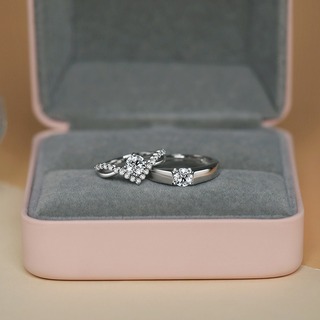 レディース　ペアリング　結婚指輪　メンズ　シンプル　王冠　カップル　CZダイヤ(リング(指輪))
