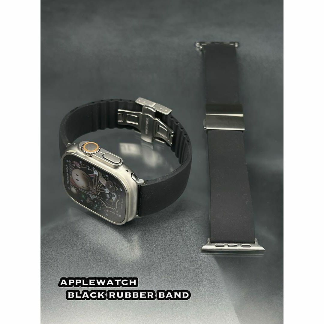 Apple Watch(アップルウォッチ)のアップルウォッチ　24mm ワイド幅　ブラック ラバーベルト メンズの時計(ラバーベルト)の商品写真