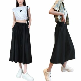 [Vasarhely] ワイドパンツ レディース パンツ ズボン 9分丈 夏用 (その他)