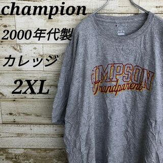 チャンピオン(Champion)の【k4389】USA古着00sチャンピオン刺繍半袖ビッグTシャツカレッジ2XL(Tシャツ/カットソー(半袖/袖なし))