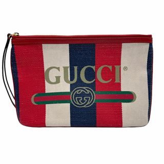 グッチ(Gucci)のグッチ GUCCI クラッチバッグ バイアデラストライプ キャンバス レッド×ホワイト×ブルー ユニセックス 524788 送料無料【中古】 z1070(クラッチバッグ)