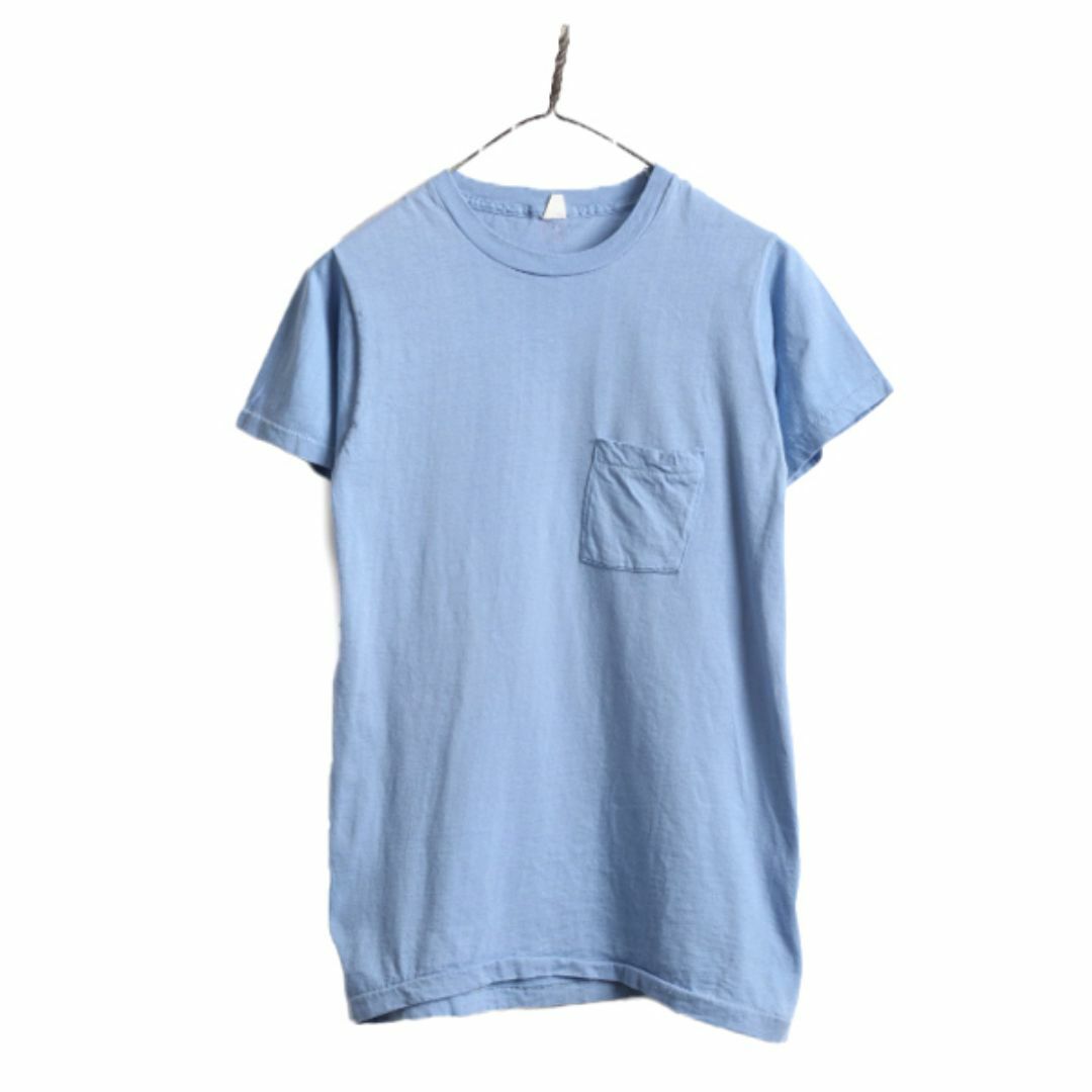 70s 80s フルーツオブザルーム ポケット付き 無地 半袖 Tシャツ 70s 80s フルーツオブザルーム ポケット付き 無地 半袖 Tシャツ