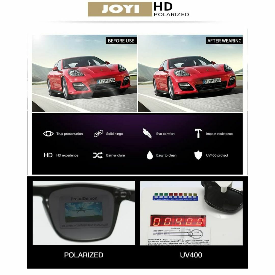 【色: gray+Red】[JOYI] サングラス メンズ 偏光サングラス 運転 メンズのファッション小物(その他)の商品写真