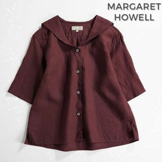 MARGARET HOWELL - 843*美品 マーガレットハウエル リネン100 セーラーカラーシャツ