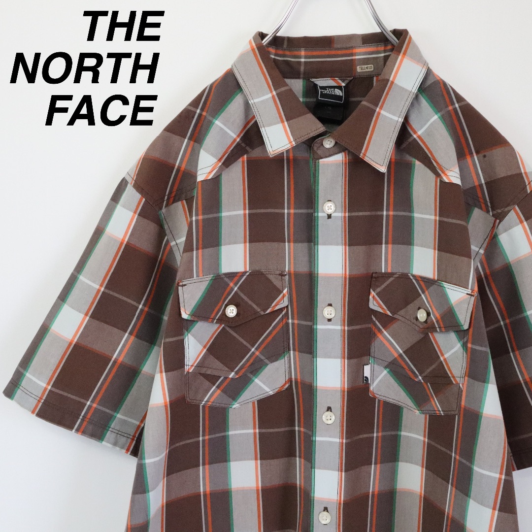 THE NORTH FACE(ザノースフェイス)の【希少】ザノースフェイス／チェックシャツ　刺繍ロゴ　ダブルポケット　Lサイズ メンズのトップス(シャツ)の商品写真