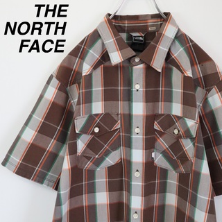 THE NORTH FACE - 【希少】ザノースフェイス／チェックシャツ　刺繍ロゴ　ダブルポケット　Lサイズ