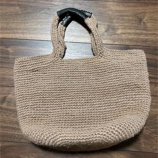 天然麻　カゴバッグ　ハンドメイド(バッグ)