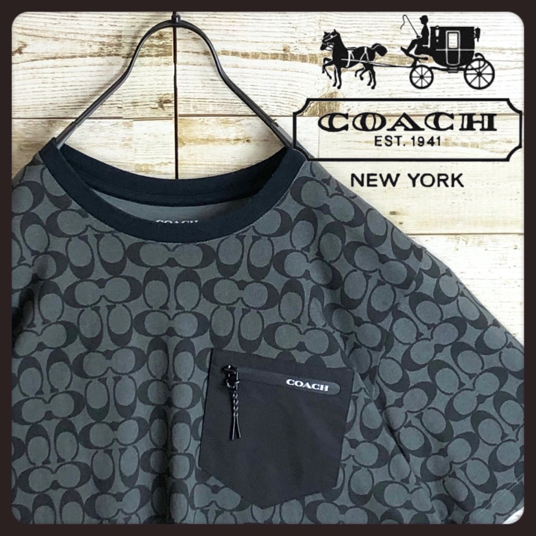 COACH(コーチ)の即完売 COACH コーチ CCロゴ満載 ワンポイントロゴ入り tシャツ メンズのトップス(Tシャツ/カットソー(半袖/袖なし))の商品写真