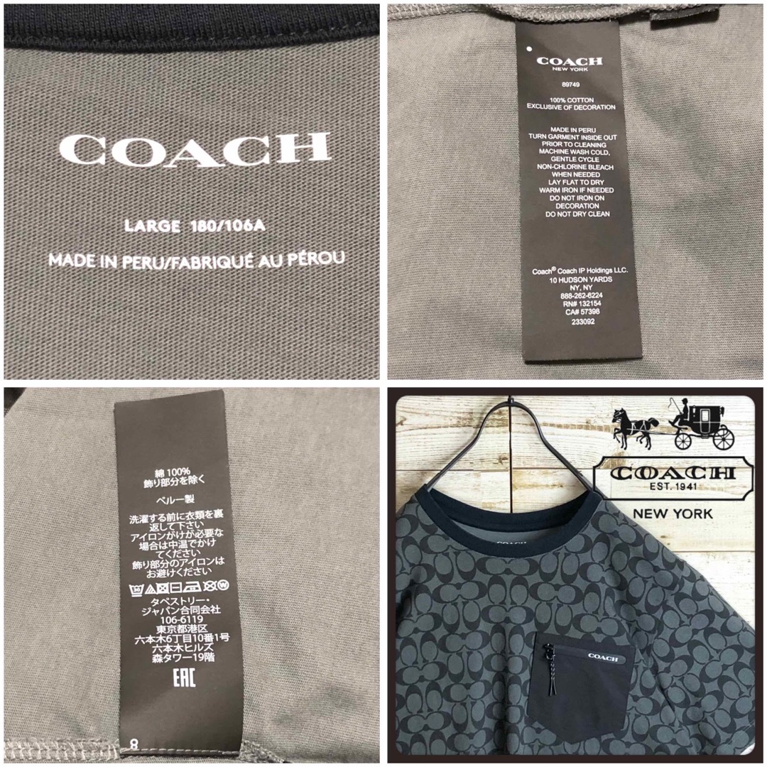 COACH(コーチ)の即完売 COACH コーチ CCロゴ満載 ワンポイントロゴ入り tシャツ メンズのトップス(Tシャツ/カットソー(半袖/袖なし))の商品写真