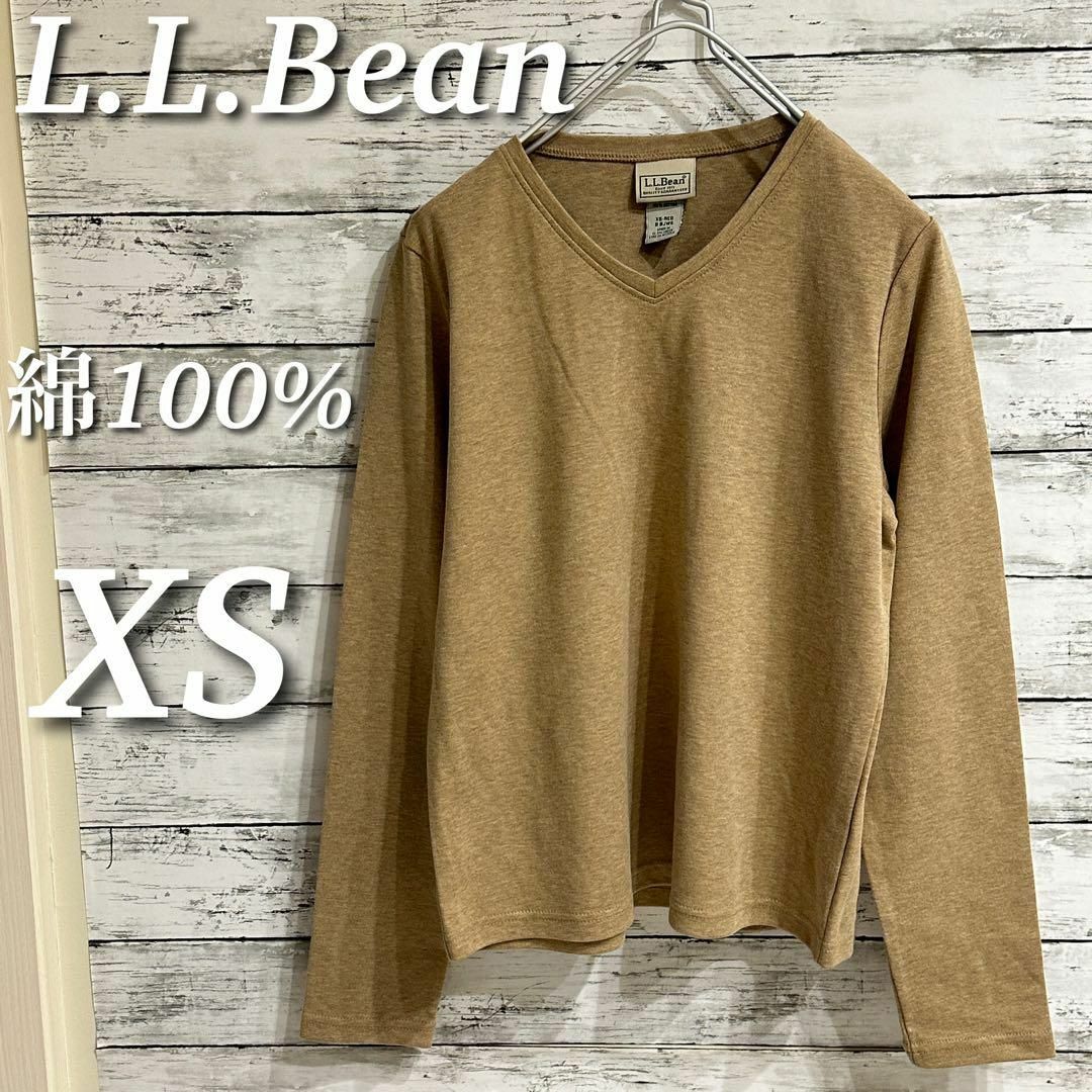 L.L.Bean(エルエルビーン)のL.L.Bean Vネック長袖Tシャツ　カットソー　ロンＴ　綿100％　XS レディースのトップス(Tシャツ(長袖/七分))の商品写真