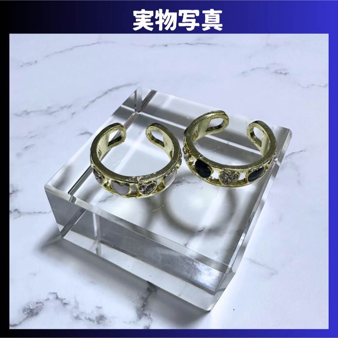 指輪 リング  ハート ストーン モノトーン  ガーリー 大人 韓国 プチプラ レディースのアクセサリー(リング(指輪))の商品写真