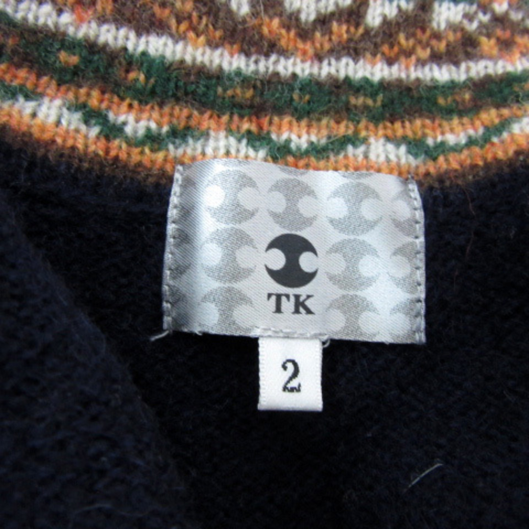 TAKEO KIKUCHI(タケオキクチ)のタケオキクチ ニットカーディガン ミドル丈 スタンドカラー ケーブル編み 2 紺 メンズのトップス(カーディガン)の商品写真
