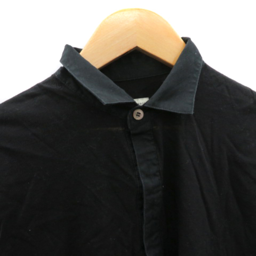 nano・universe(ナノユニバース)のナノユニバース カジュアルシャツ 半袖 ハーフボタン 無地 M 黒 ブラック メンズのトップス(シャツ)の商品写真
