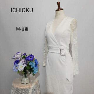 ICHIOKU 極上美品　ドレス　ワンピース　パーティー　ホワイト色系　М相当(ナイトドレス)
