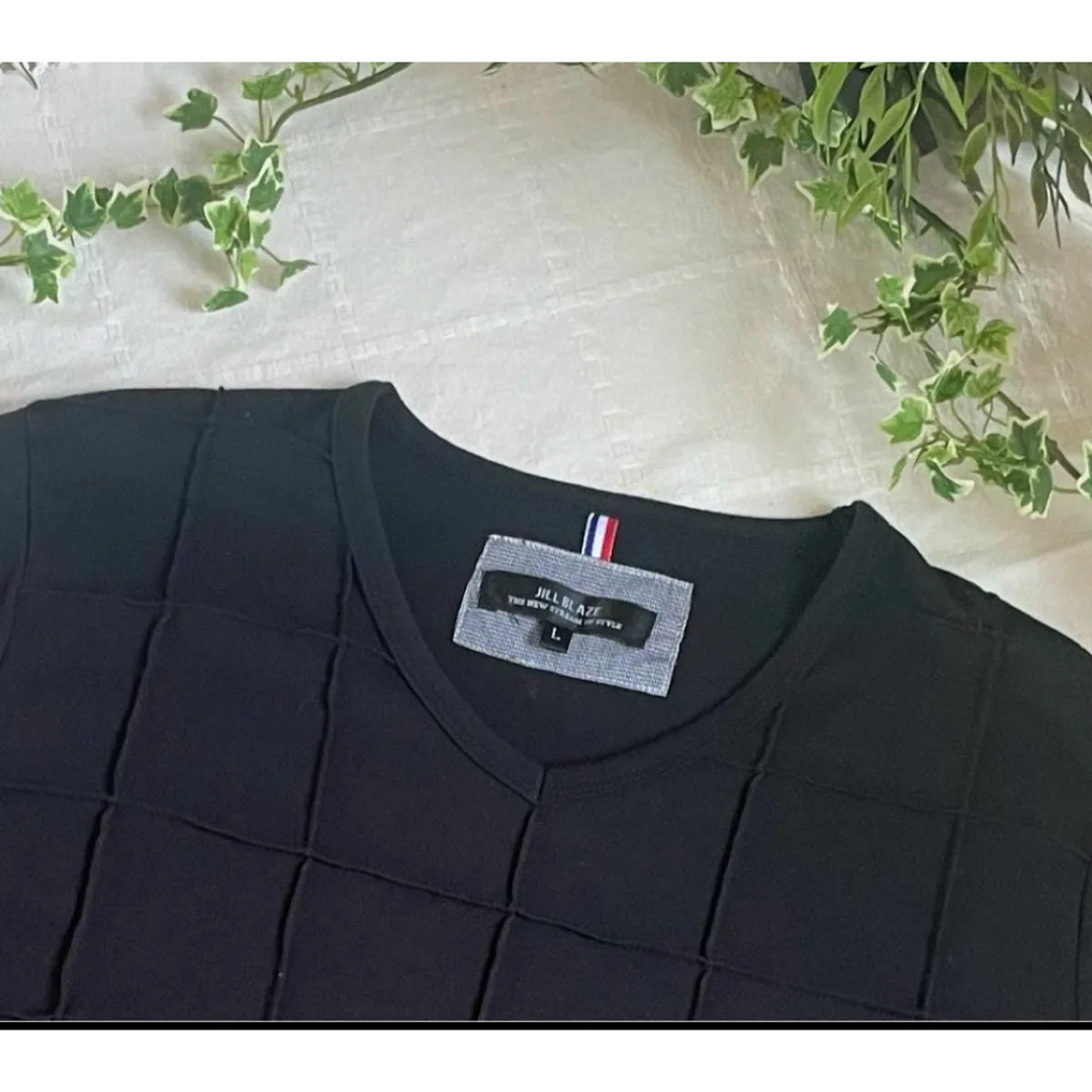 JILL BLAZE(ジルブレイズ)の黒 L 【大活躍】JILL BLAZEピンタック ロングTシャツ メンズのトップス(Tシャツ/カットソー(七分/長袖))の商品写真