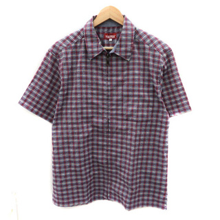 タルテックス カジュアルシャツ 半袖 ジップアップ チェック柄 L マルチカラー