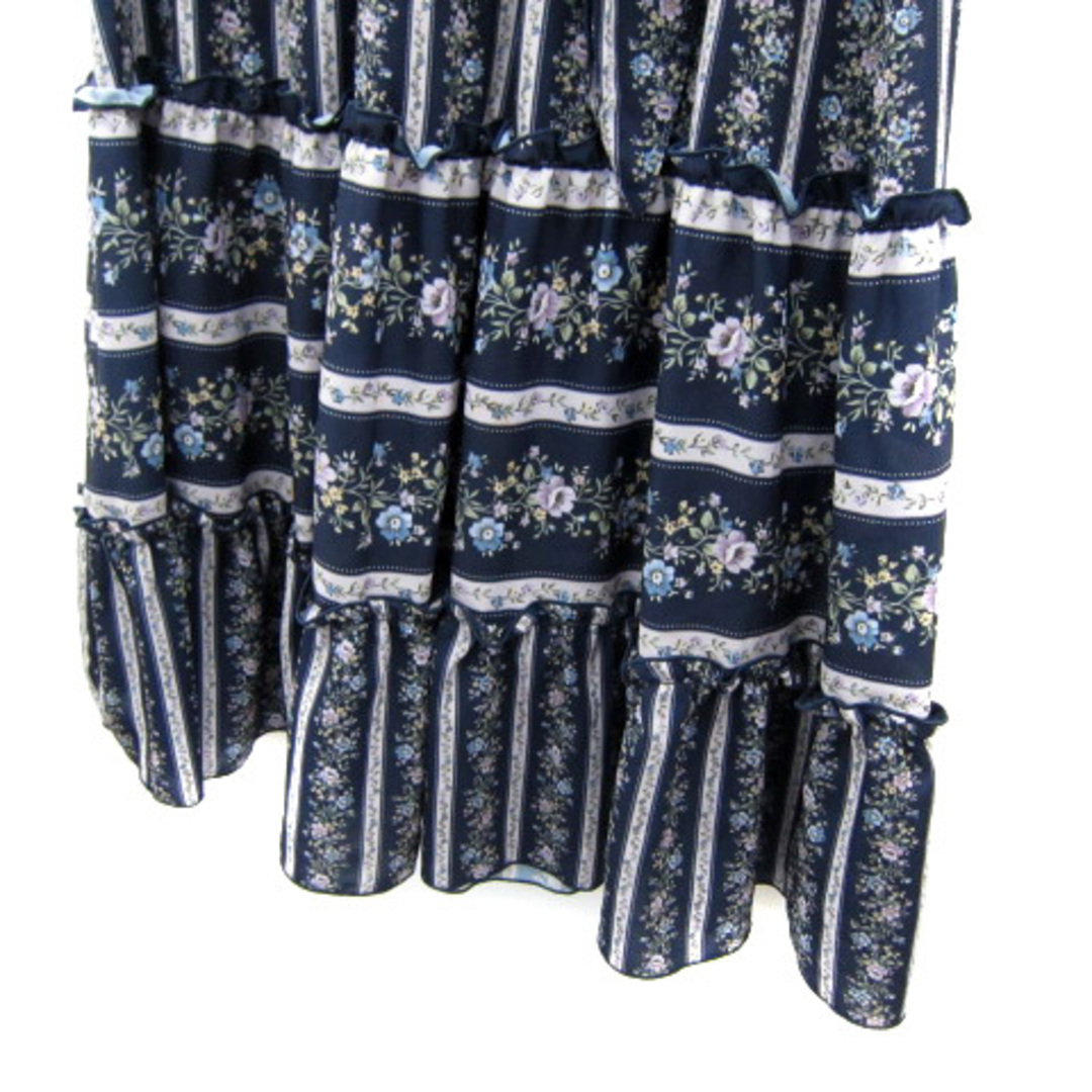 axes femme(アクシーズファム)のアクシーズファム フレアスカート マキシ丈 花柄 ストライプ柄 ベルト付き M レディースのスカート(ロングスカート)の商品写真