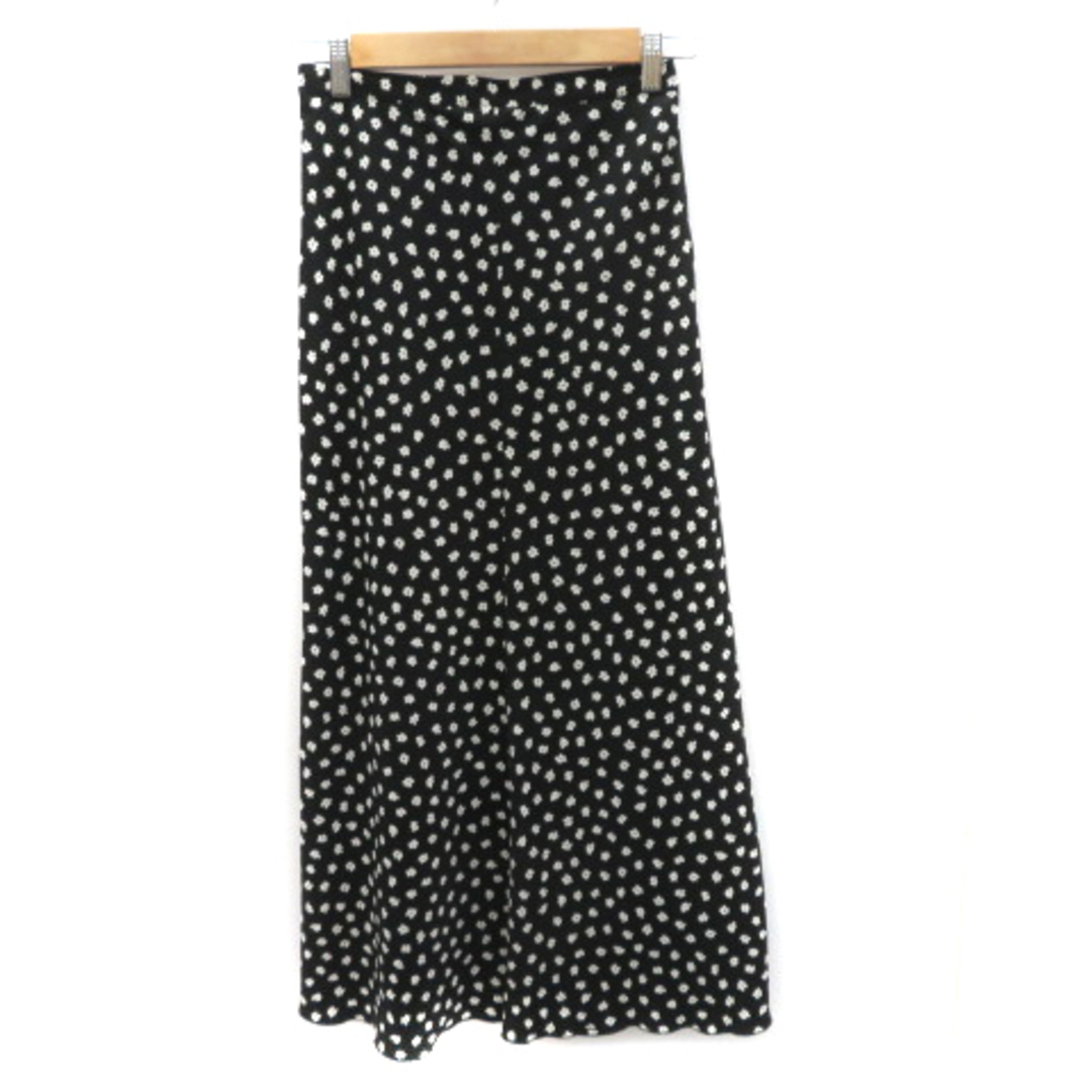 ROPE’(ロペ)のロペ フレアスカート ロング丈 マキシ丈 花柄 36 S 黒 ブラック レディースのスカート(ロングスカート)の商品写真