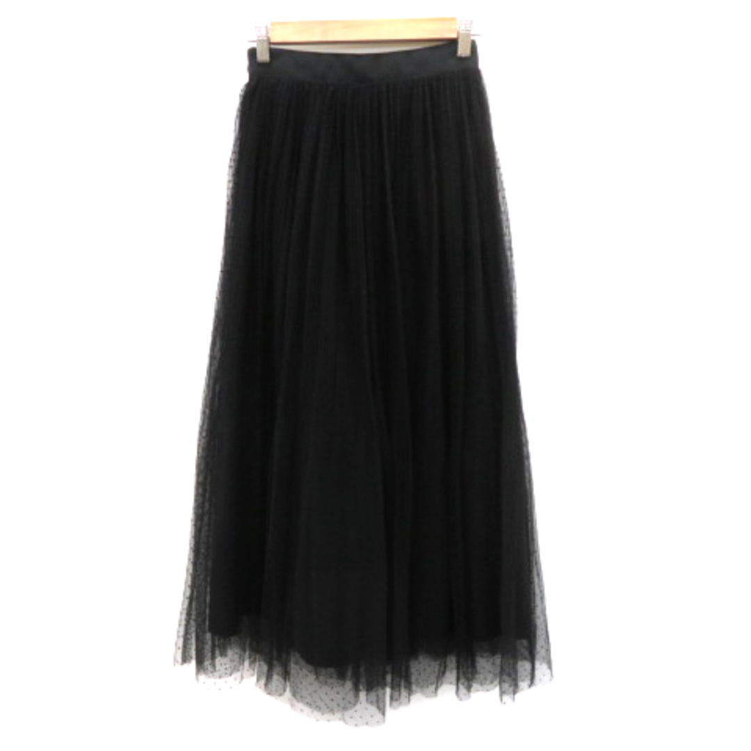 Mila Owen(ミラオーウェン)のミラオーウェン フレアスカート ギャザースカート チュールスカート ドット柄 黒 レディースのスカート(ロングスカート)の商品写真
