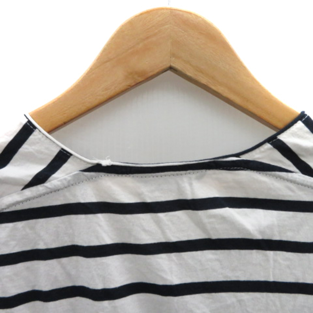 JOHNBULL(ジョンブル)のジョンブル Tシャツ カットソー 半袖 Vネック ボーダー柄 M 黒 ブラック レディースのトップス(Tシャツ(半袖/袖なし))の商品写真