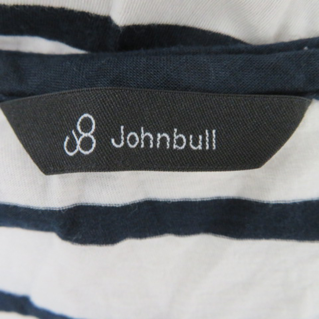 JOHNBULL(ジョンブル)のジョンブル Tシャツ カットソー 半袖 Vネック ボーダー柄 M 黒 ブラック レディースのトップス(Tシャツ(半袖/袖なし))の商品写真