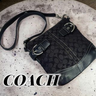 コーチ(COACH)の美品　COACH　コーチ　2way　ショルダーバッグ　シグネチャー　3574　黒(ショルダーバッグ)