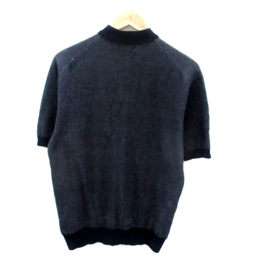 ブルーワーク ニットシャツ ポロカラー 半袖 無地 M 紺 ネイビー /HO15 メンズのトップス(ニット/セーター)の商品写真