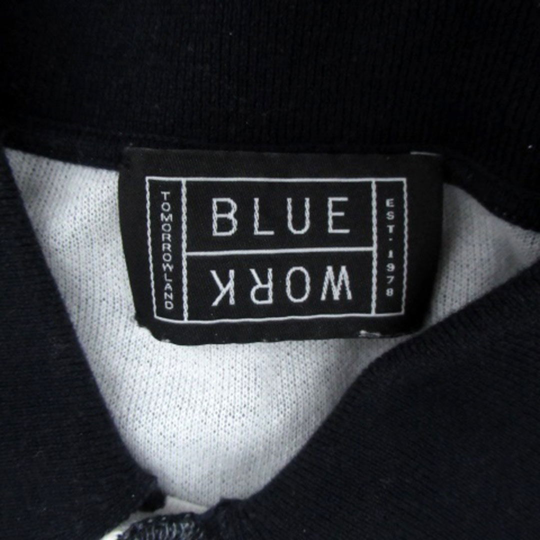 ブルーワーク ニットシャツ ポロカラー 半袖 無地 M 紺 ネイビー /HO15 メンズのトップス(ニット/セーター)の商品写真