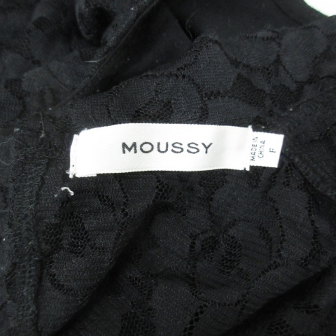 moussy(マウジー)のマウジー ブラウス カットソー ノースリーブ ハイネック レース 花柄 F 黒 レディースのトップス(シャツ/ブラウス(半袖/袖なし))の商品写真