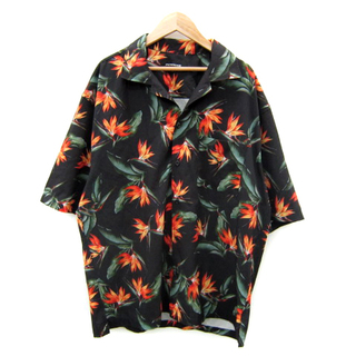 ジャックローズ(JACKROSE)のジャックローズ オープンカラーシャツ 半袖 花柄 マルチカラー 3 黒 ブラック(シャツ)