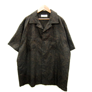 アドラー オープンカラーシャツ 半袖 ペイズリー柄 オーバーサイズ S 茶 黒
