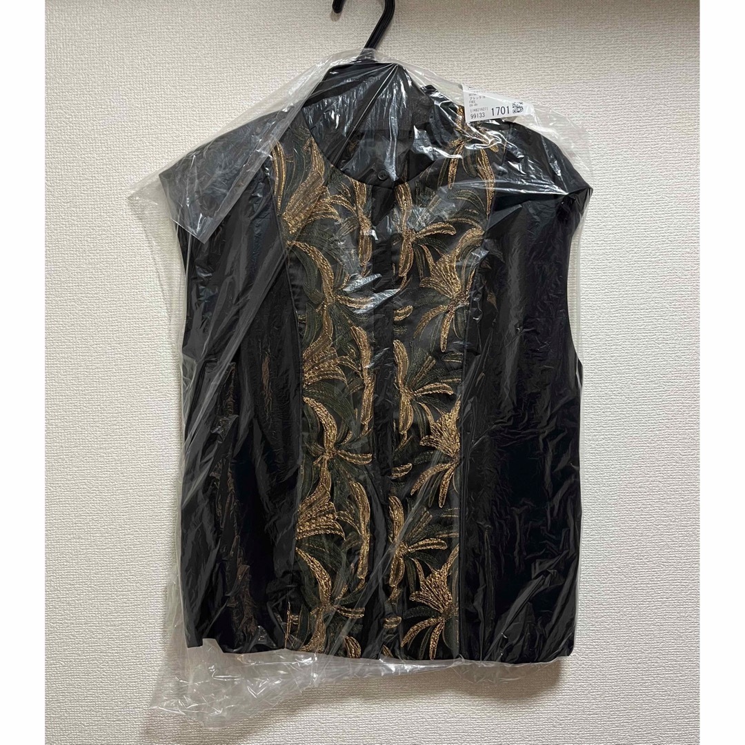 Ezick Jacquard line スリーブレストップス レディースのトップス(シャツ/ブラウス(半袖/袖なし))の商品写真