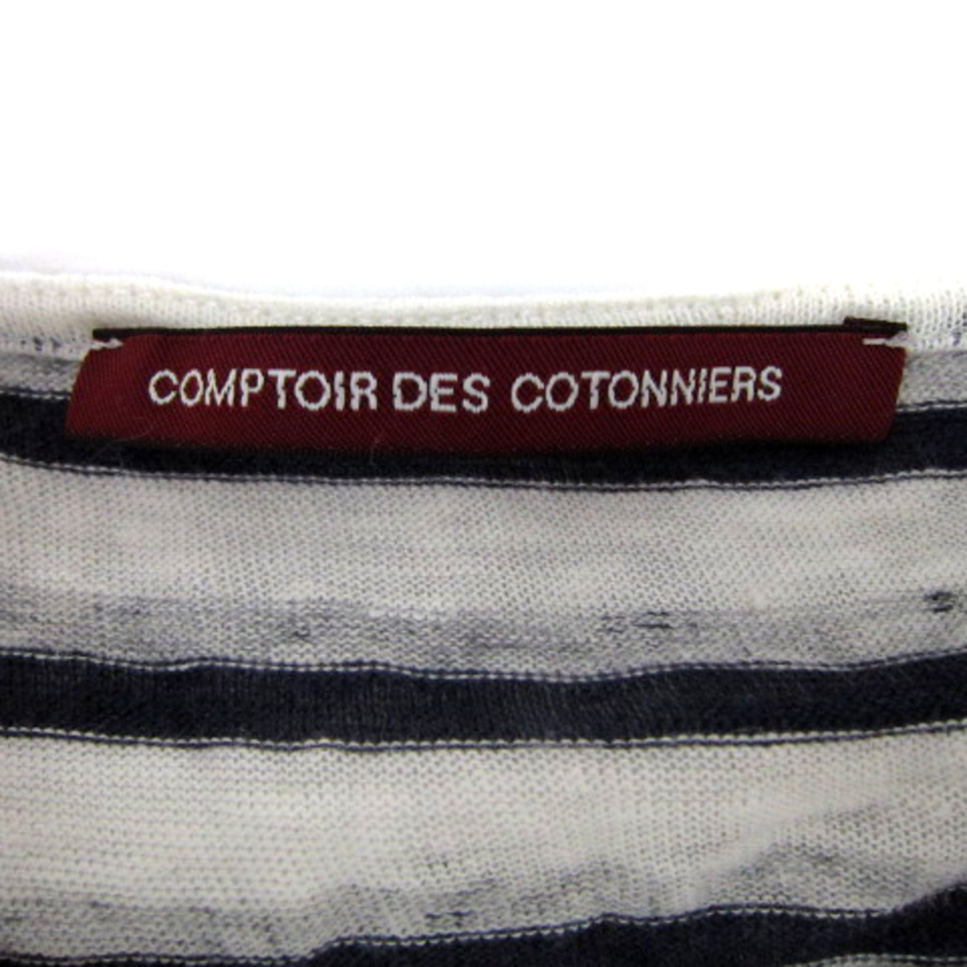 Comptoir des cotonniers(コントワーデコトニエ)のコントワーデコトニエ カットソー 半袖 ボーダー柄 切替 リネン 麻 9 白 紺 レディースのトップス(カットソー(半袖/袖なし))の商品写真