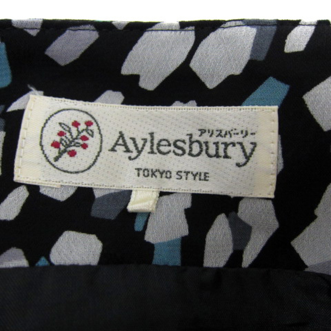 Aylesbury(アリスバーリー)のアリスバーリー プリーツスカート ミモレ丈 総柄 マルチカラー 7 黒 ブラック レディースのスカート(ひざ丈スカート)の商品写真
